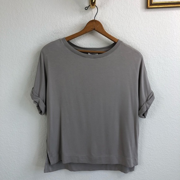 Rachel Zoe Tops - Rachel Zoe Boxy Oversized Menswear Rolled Sleeve Short Sleeve Sweatshirt